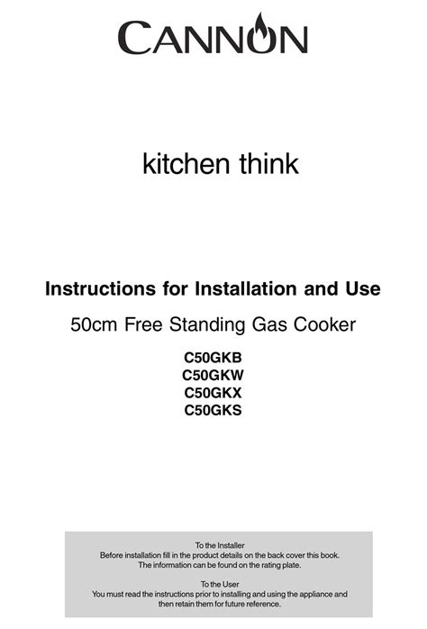 cannon gas cooker timer instructions